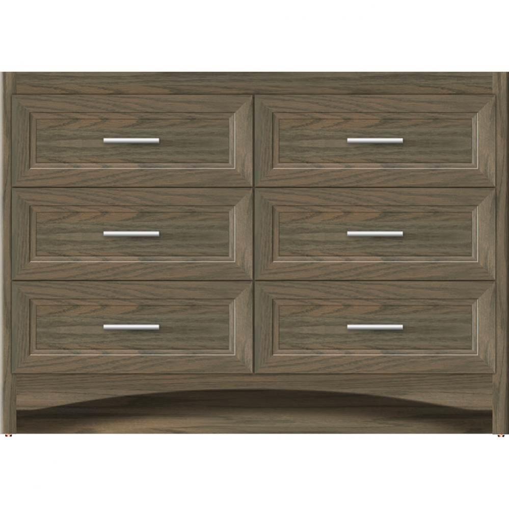 48 X 18 X 34.5 Ravenna Town Vanity Ogee Miter Dusky Oak 6 Drw