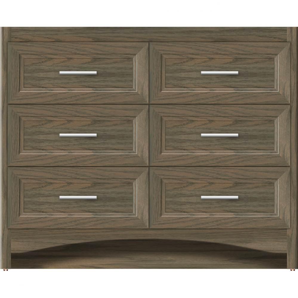 42 X 21 X 34.5 Ravenna Town Vanity Ogee Miter Dusky Oak 6 Drw