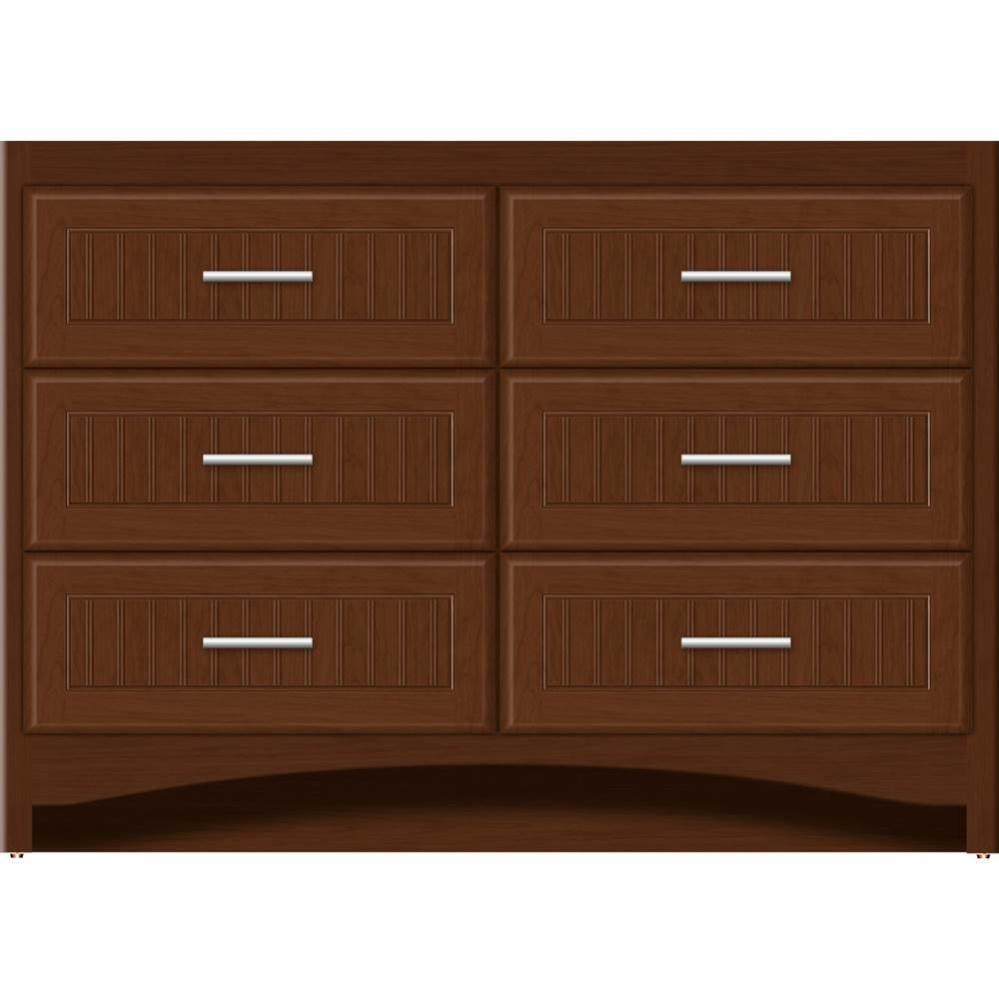 48 X 21 X 34.5 Ravenna Town Vanity Beaded Pecan Cherry 6 Drw