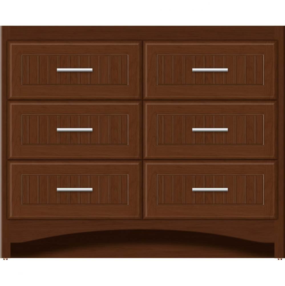 42 X 18 X 34.5 Ravenna Town Vanity Beaded Pecan Cherry 6 Drw
