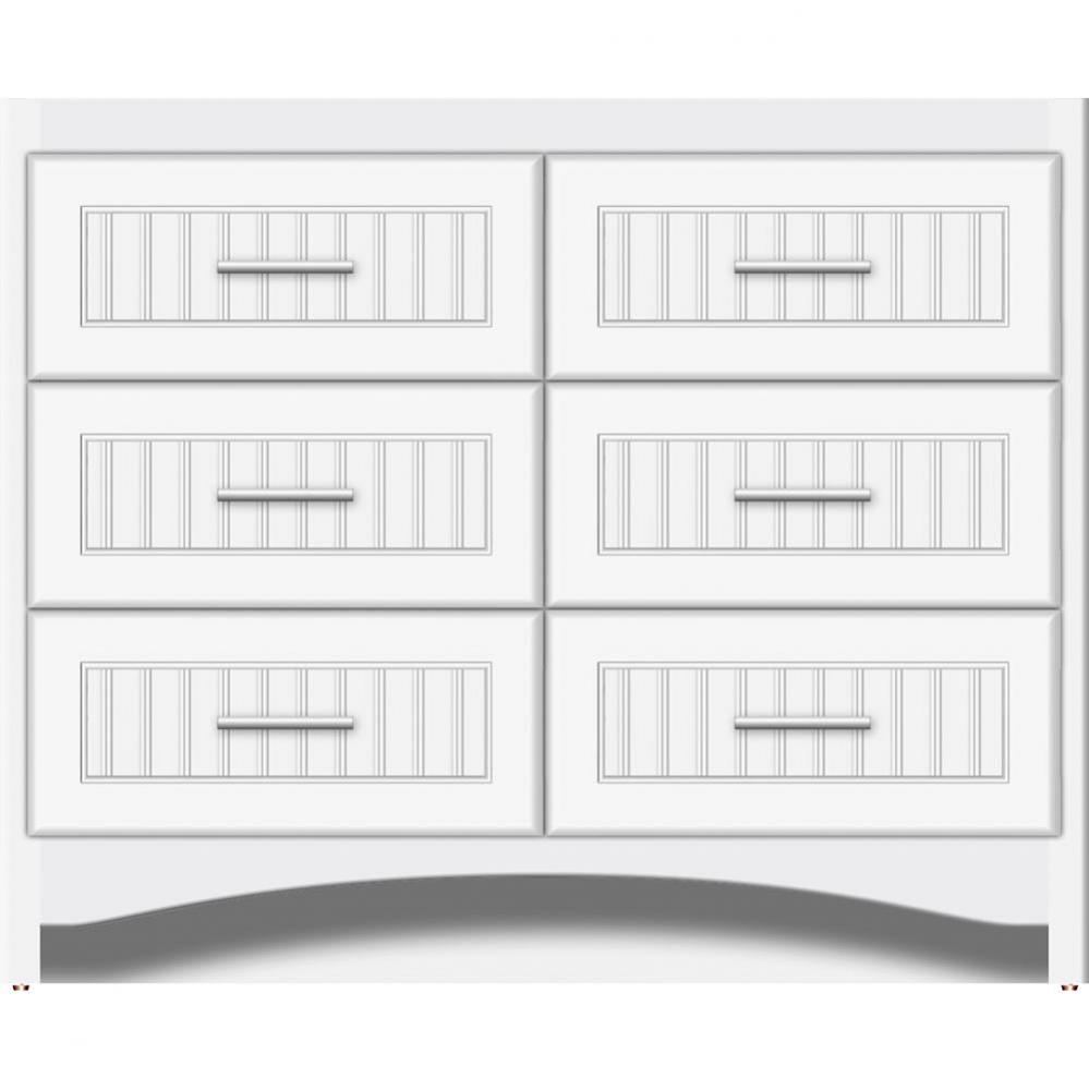 42 X 18 X 34.5 Ravenna Town Vanity Beaded Sat White 6 Drw