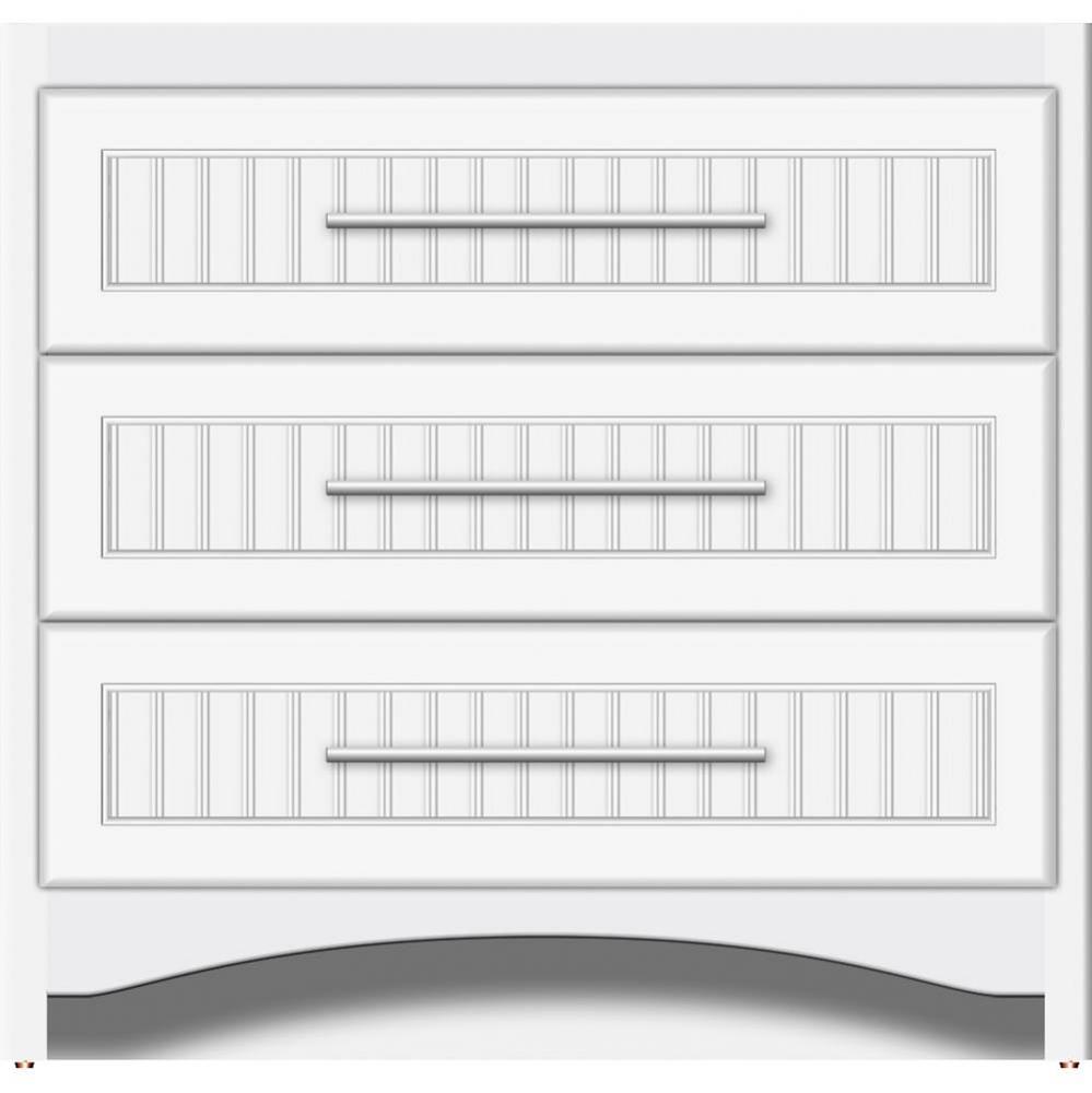 36 X 18 X 34.5 Ravenna Town Vanity Beaded Sat White 3 Drw