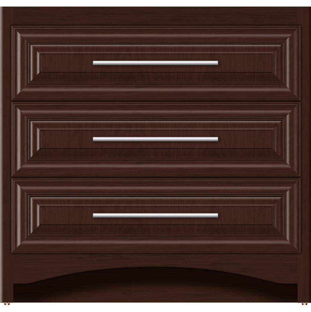 36 X 18 X 34.5 Ravenna Town Vanity Classic Miter Choc Cherry 3 Drw