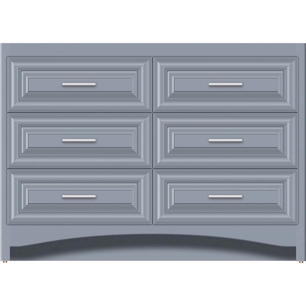 48 X 21 X 34.5 Ravenna Town Vanity Classic Miter Sat Silver 6 Drw