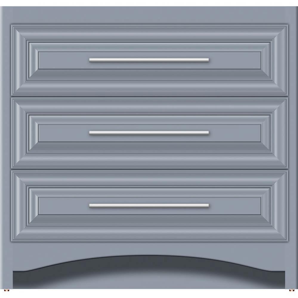 36 X 18 X 34.5 Ravenna Town Vanity Classic Miter Sat Silver 3 Drw