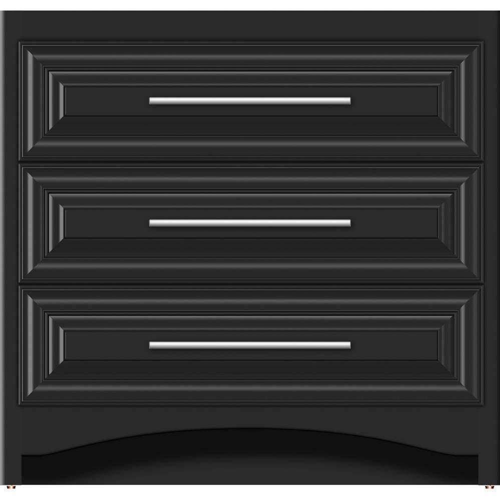 36 X 21 X 34.5 Ravenna Town Vanity Classic Miter Sat Black 3 Drw