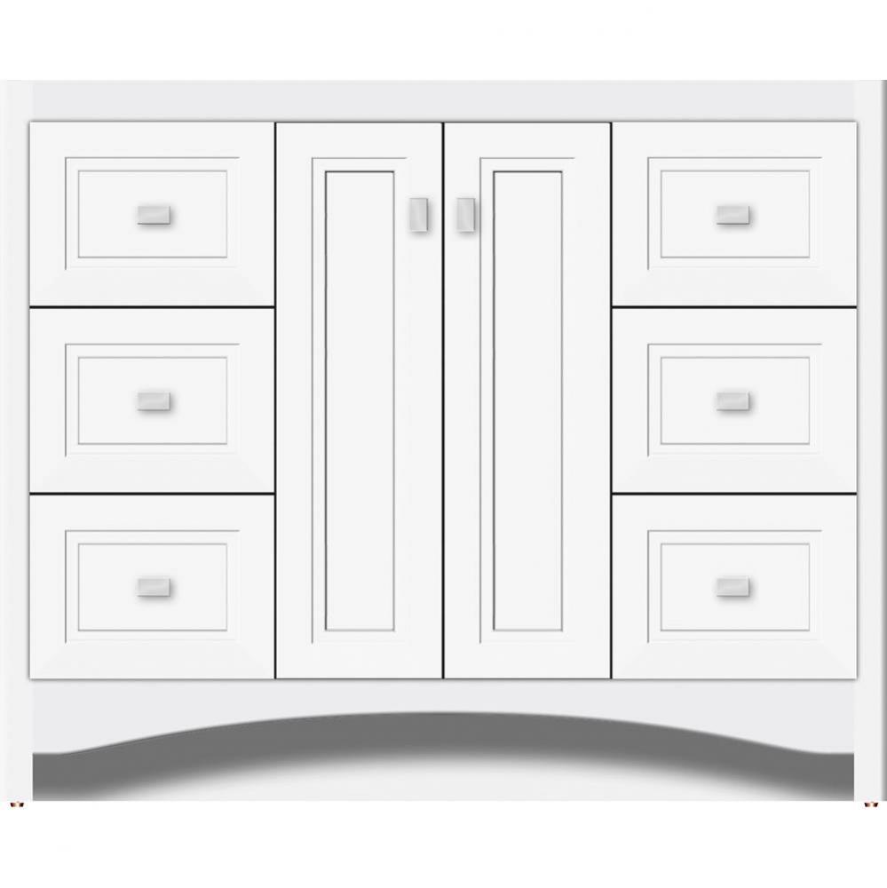 42 X 18 X 34.5 Ravenna View Vanity Ogee Miter Sat White Sb