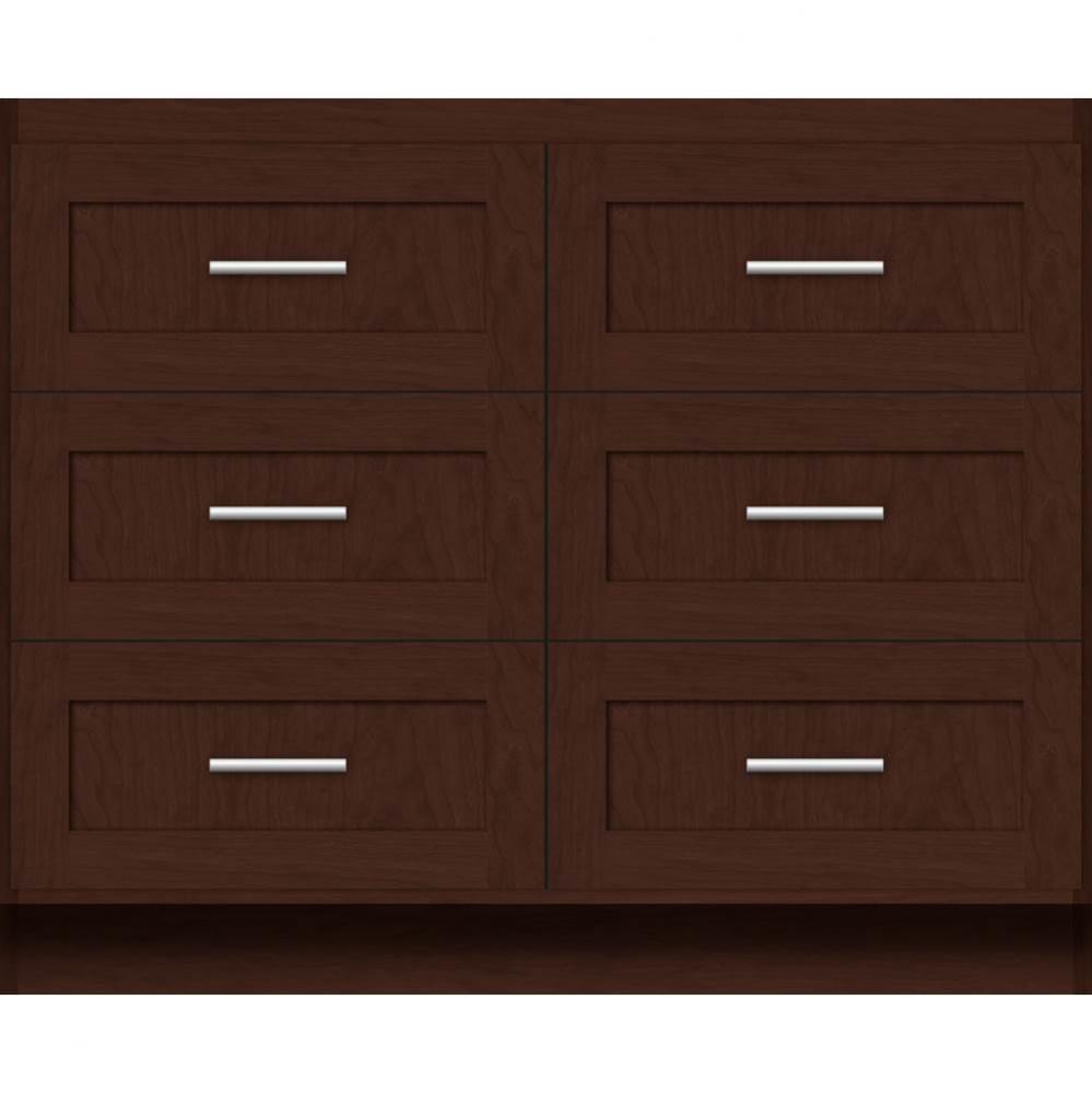 42 X 18 X 34.5 Montlake Town Vanity Shaker Choc Cherry 6 Drw