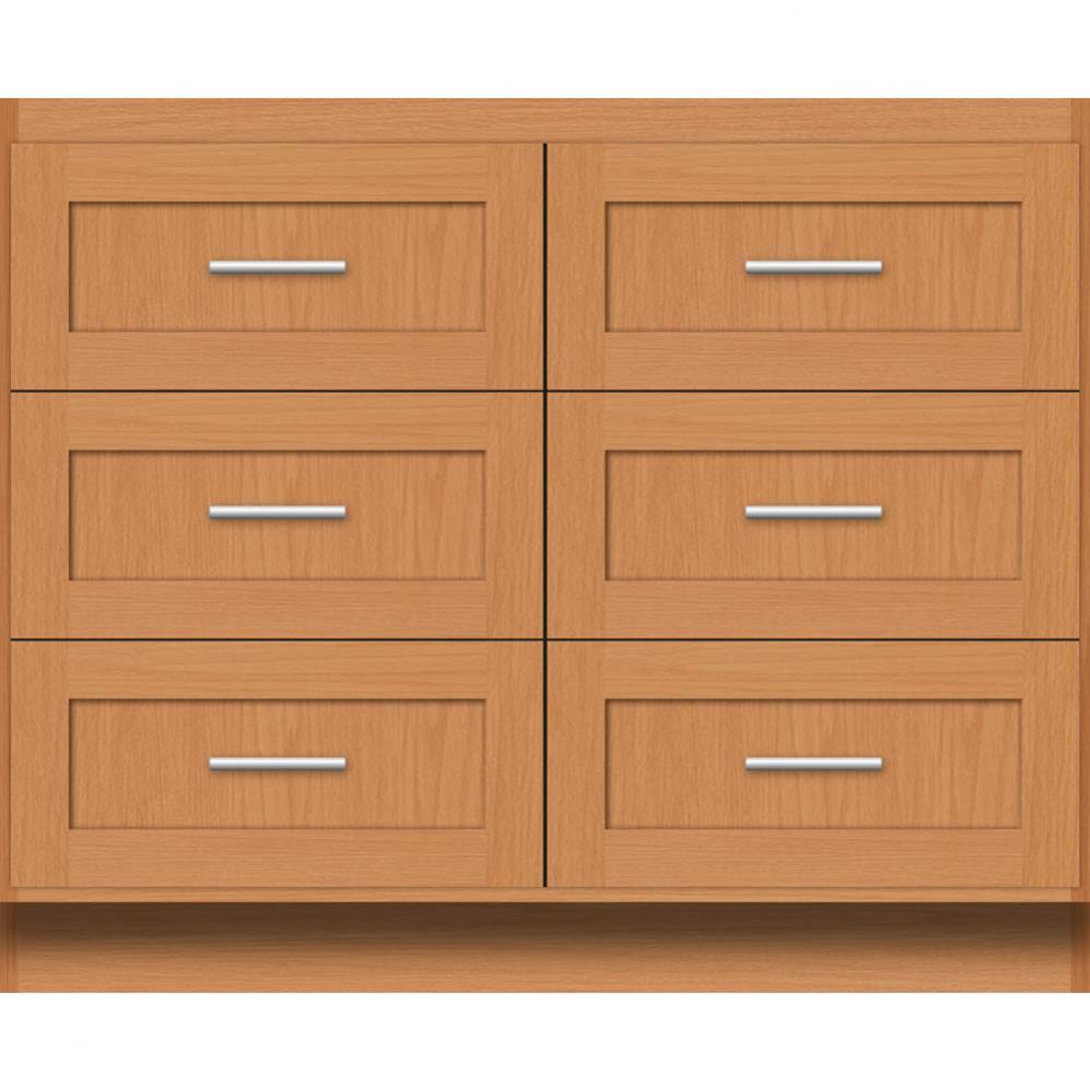 42 X 18 X 34.5 Montlake Town Vanity Shaker Nat Oak 6 Drw