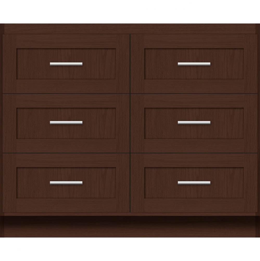 42 X 18 X 34.5 Montlake Town Vanity Shaker Choc Oak 6 Drw