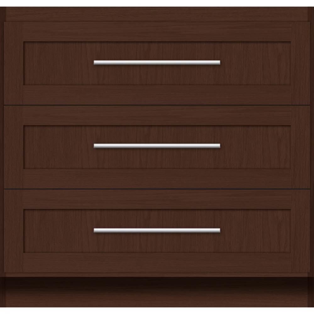 36 X 18 X 34.5 Montlake Town Vanity Shaker Choc Oak 3 Drw