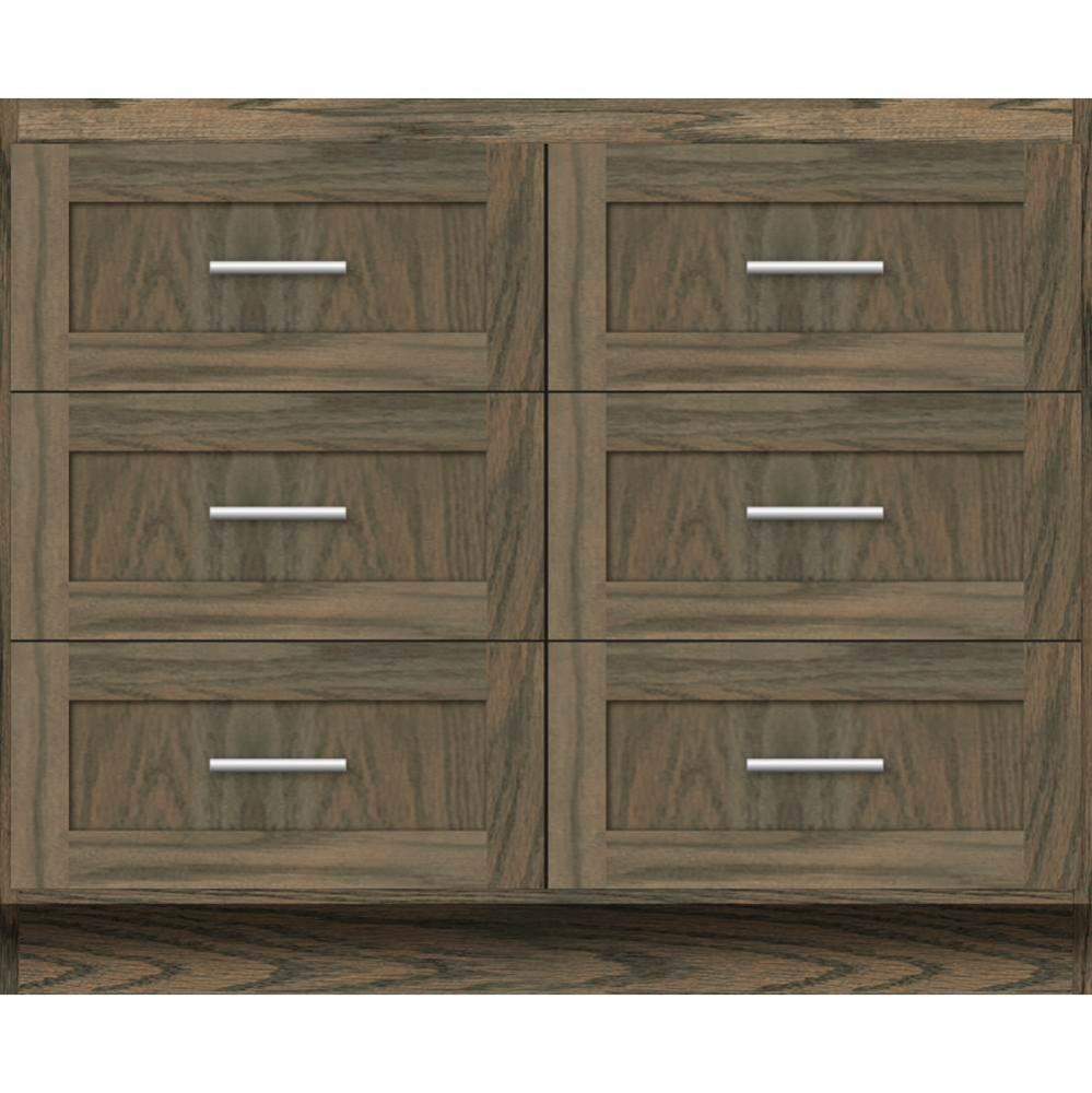 42 X 18 X 34.5 Montlake Town Vanity Shaker Dusky Oak 6 Drw