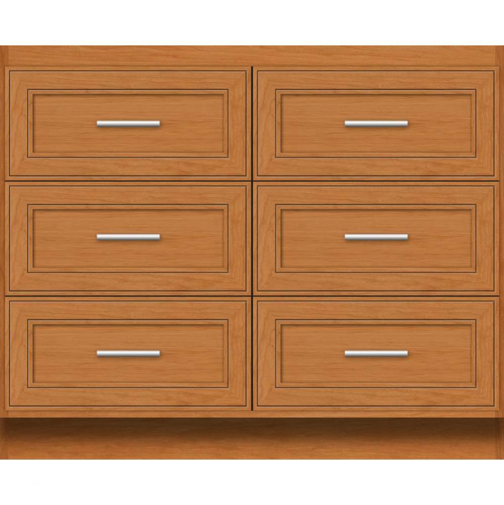 42 X 18 X 34.5 Montlake Town Vanity Deco Miter Nat Cherry 6 Drw