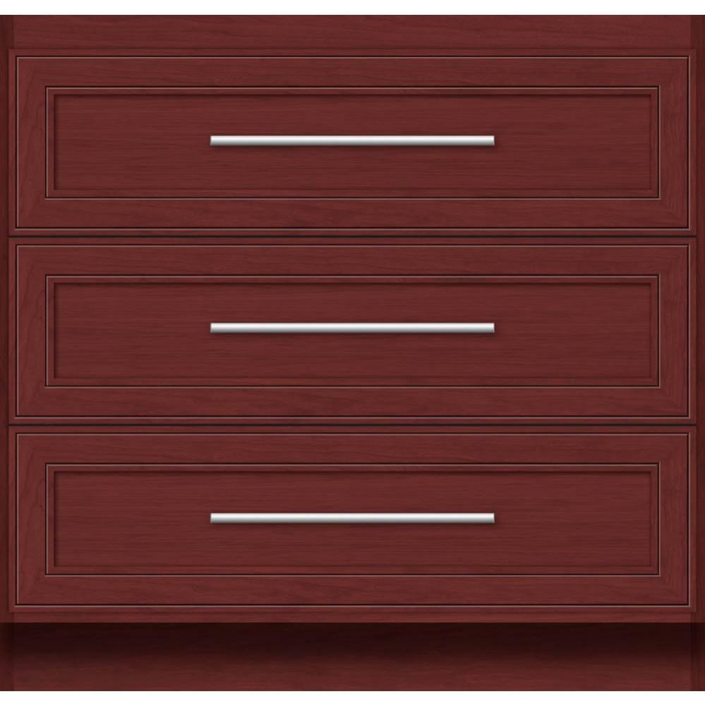 36 X 18 X 34.5 Montlake Town Vanity Deco Miter Dk Cherry 3 Drw