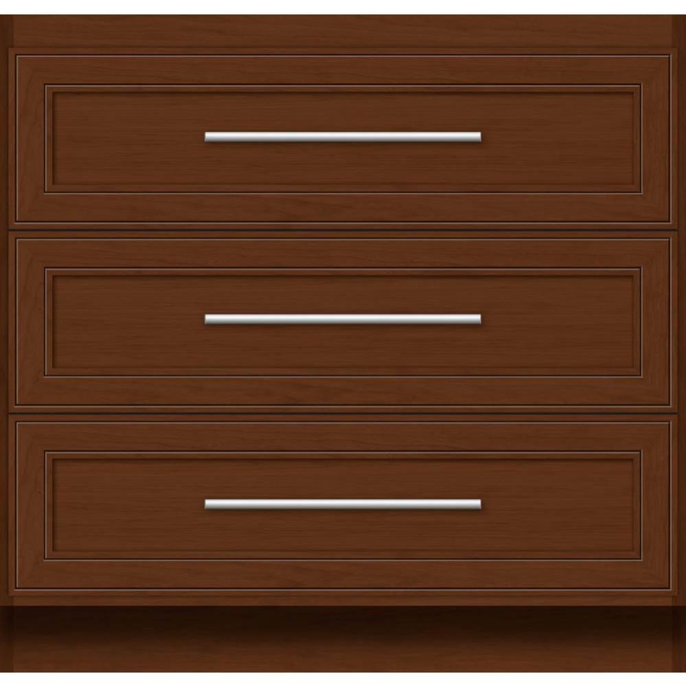 36 X 18 X 34.5 Montlake Town Vanity Deco Miter Pecan Cherry 3 Drw