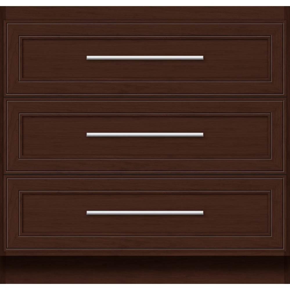 36 X 21 X 34.5 Montlake Town Vanity Deco Miter Choc Cherry 3 Drw