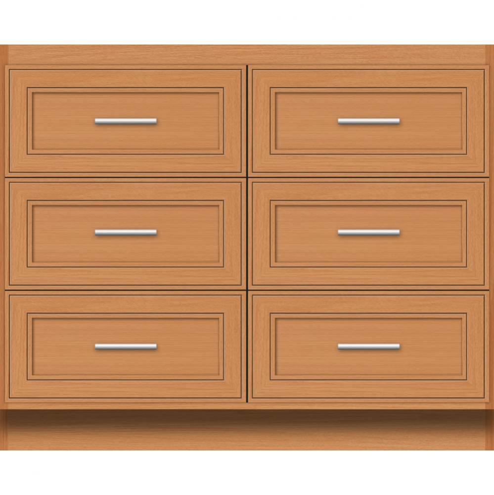 42 X 21 X 34.5 Montlake Town Vanity Deco Miter Nat Oak 6 Drw