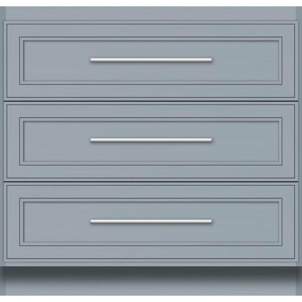 36 X 21 X 34.5 Montlake Town Vanity Deco Miter Silver Oak 3 Drw