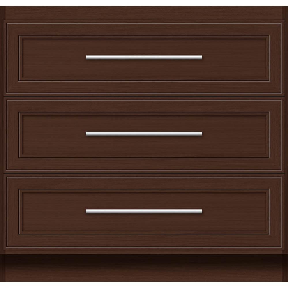 36 X 21 X 34.5 Montlake Town Vanity Deco Miter Choc Oak 3 Drw