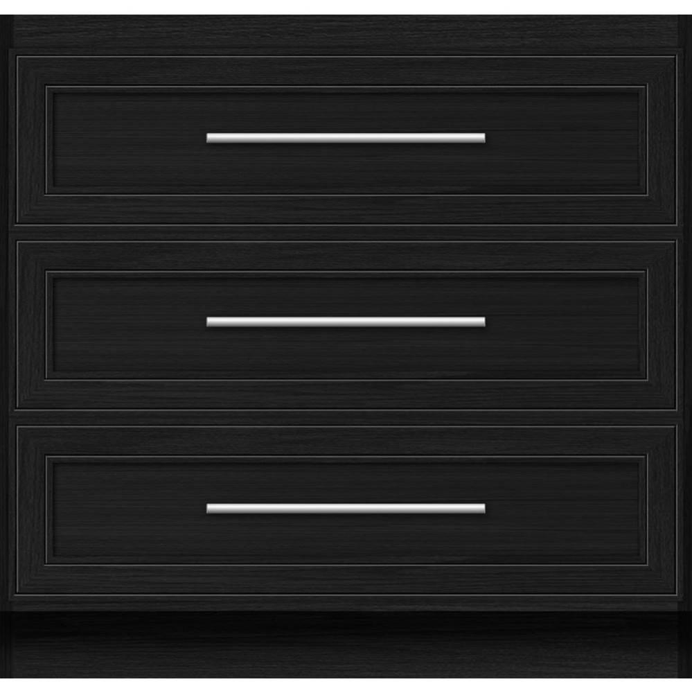 36 X 21 X 34.5 Montlake Town Vanity Deco Miter Midnight Oak 3 Drw