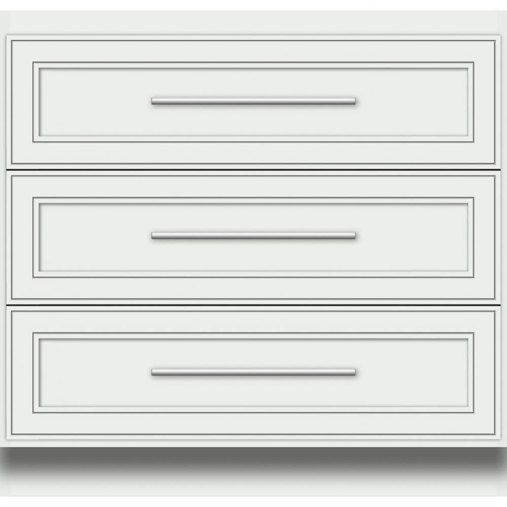 36 X 21 X 34.5 Montlake Town Vanity Deco Miter Powder Grey 3 Drw