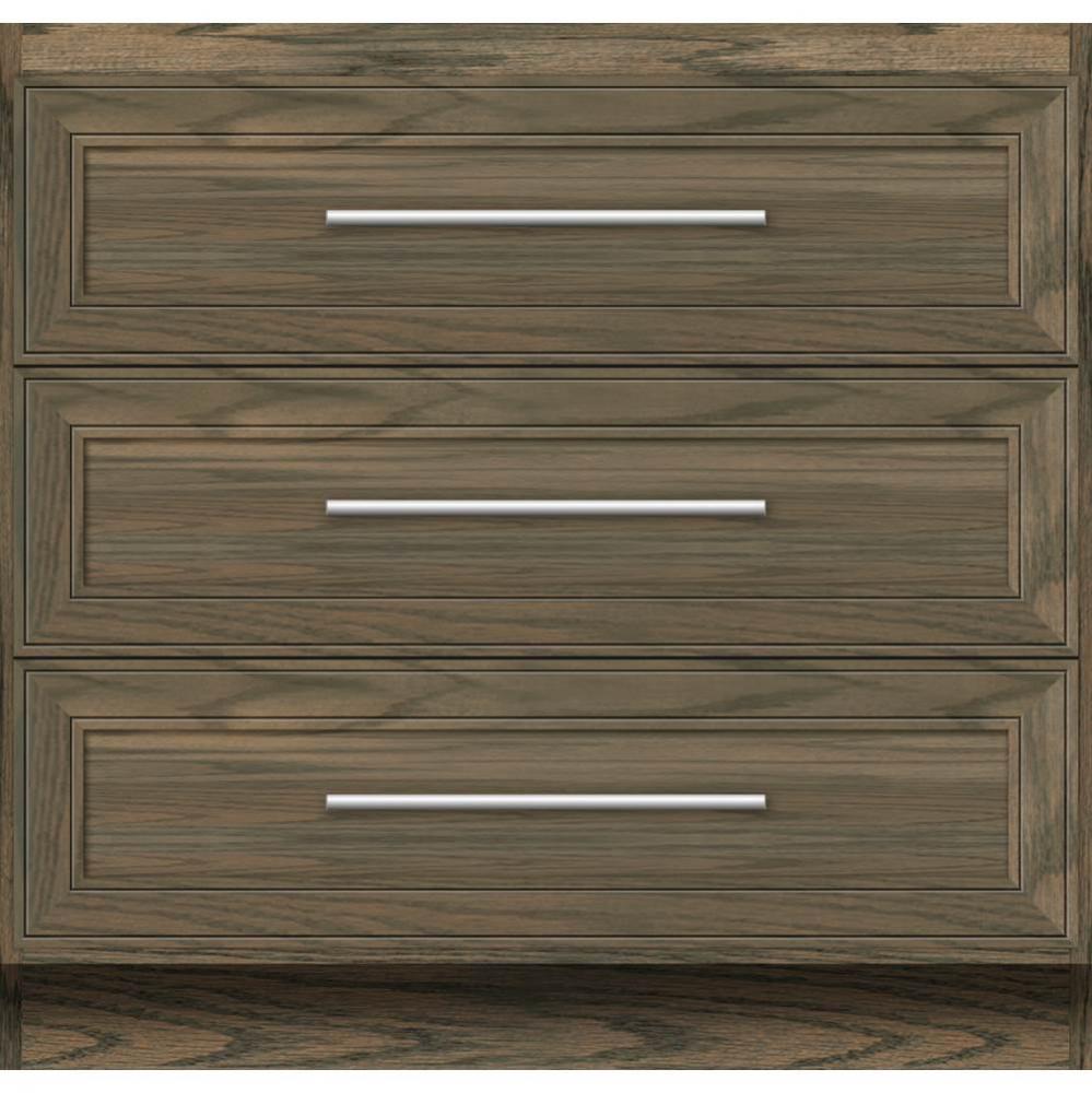 36 X 21 X 34.5 Montlake Town Vanity Deco Miter Dusky Oak 3 Drw