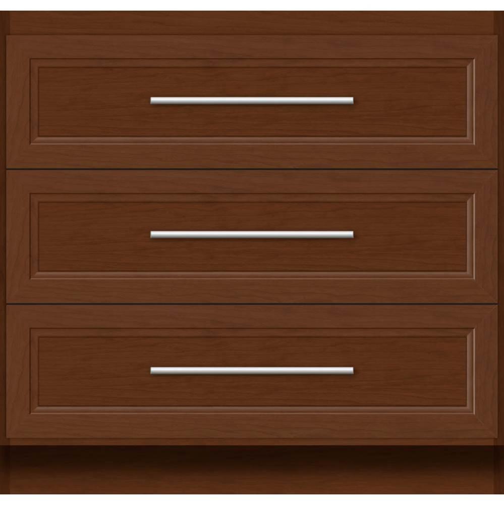 36 X 21 X 34.5 Montlake Town Vanity Ogee Miter Pecan Cherry 3 Drw