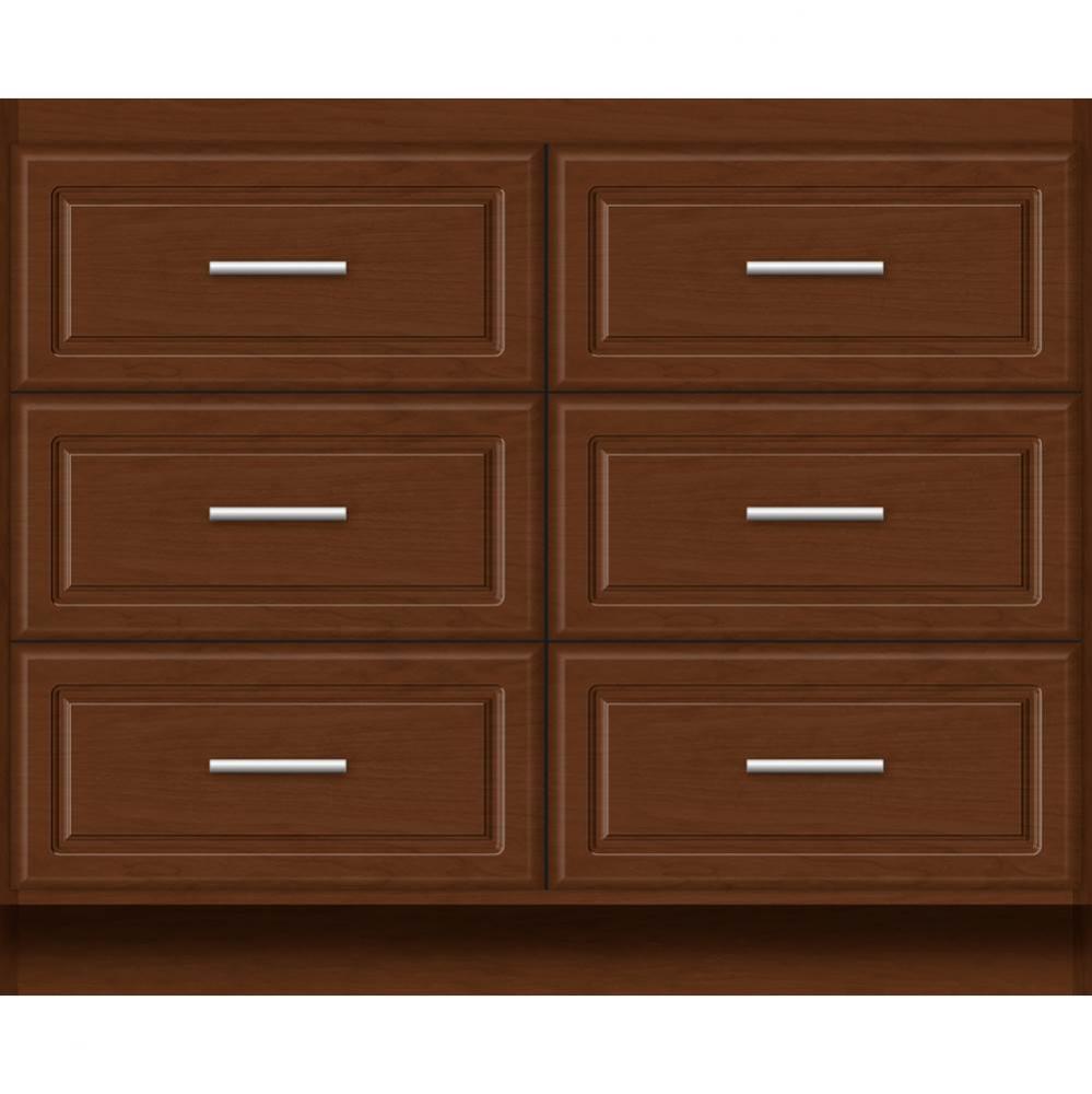 42 X 18 X 34.5 Montlake Town Vanity Ultra Pecan Cherry 6 Drw