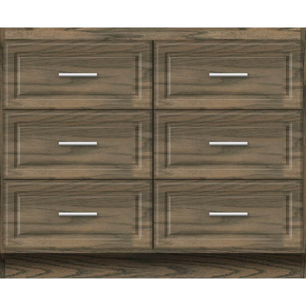 42 X 18 X 34.5 Montlake Town Vanity Ultra Dusky Oak 6 Drw