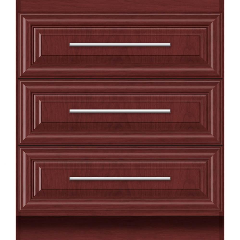 30 X 18 X 34.5 Montlake Town Vanity Classic Miter Dk Cherry 3 Drw