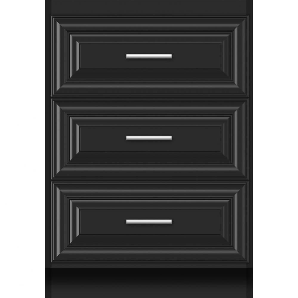 24 X 21 X 34.5 Montlake Town Vanity Classic Miter Sat Black 3 Drw