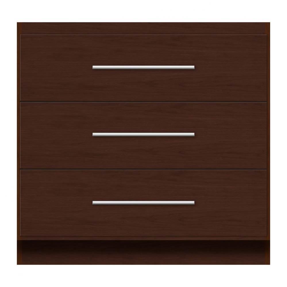 36 X 21 X 34.5 Montlake Town Vanity Tiered Miter Choc Cherry 3 Drw