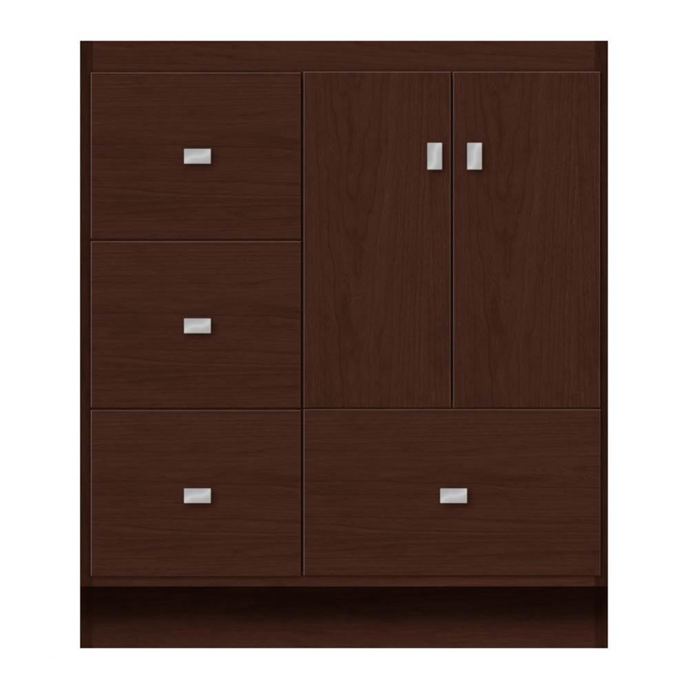 30 X 18 X 34.5 Montlake Vanity Tiered Miter Choc Cherry Lh
