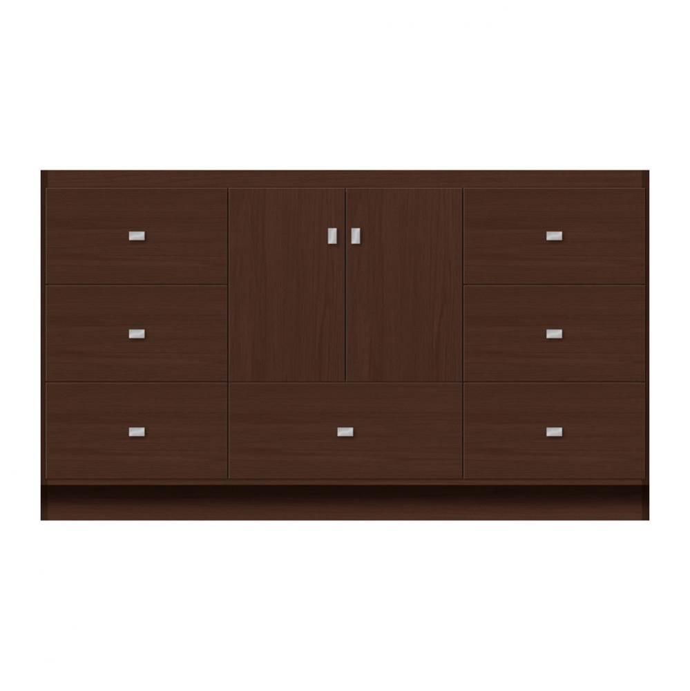 60 X 21 X 34.5 Montlake Vanity Tiered Miter Choc Oak Sb