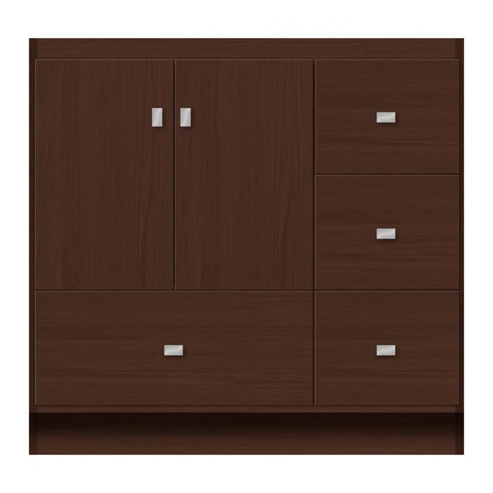 36 X 18 X 34.5 Montlake Vanity Tiered Miter Choc Oak Rh