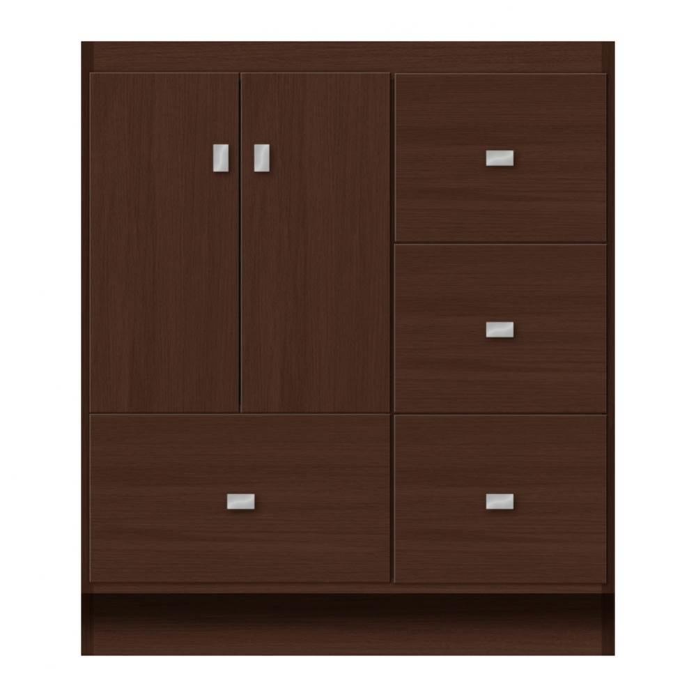 30 X 18 X 34.5 Montlake Vanity Tiered Miter Choc Oak Rh