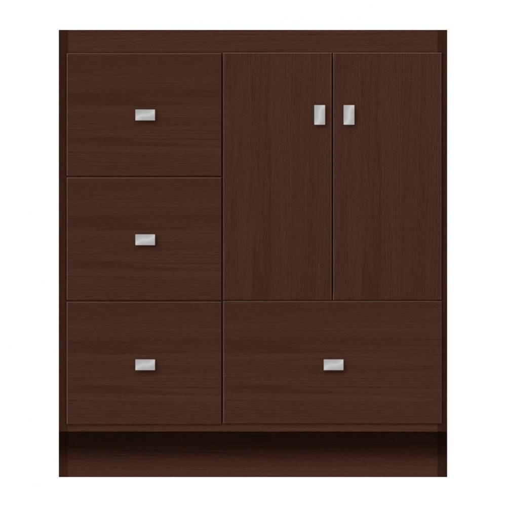 30 X 21 X 34.5 Montlake Vanity Tiered Miter Choc Oak Lh