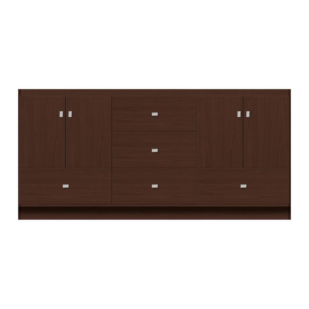 72 X 21 X 34.5 Montlake Vanity Tiered Miter Choc Oak Db