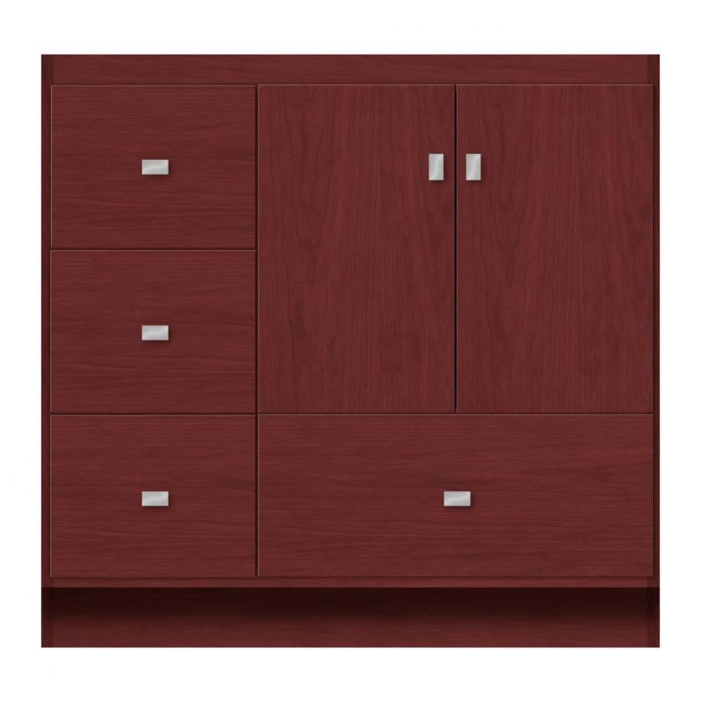 36 X 18 X 34.5 Montlake Vanity Tiered Miter Dk Cherry Lh