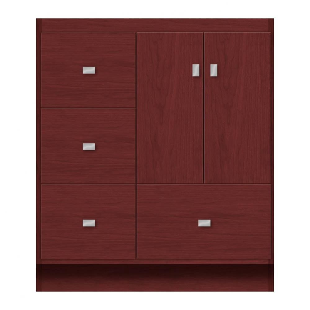 30 X 18 X 34.5 Montlake Vanity Tiered Miter Dk Cherry Lh