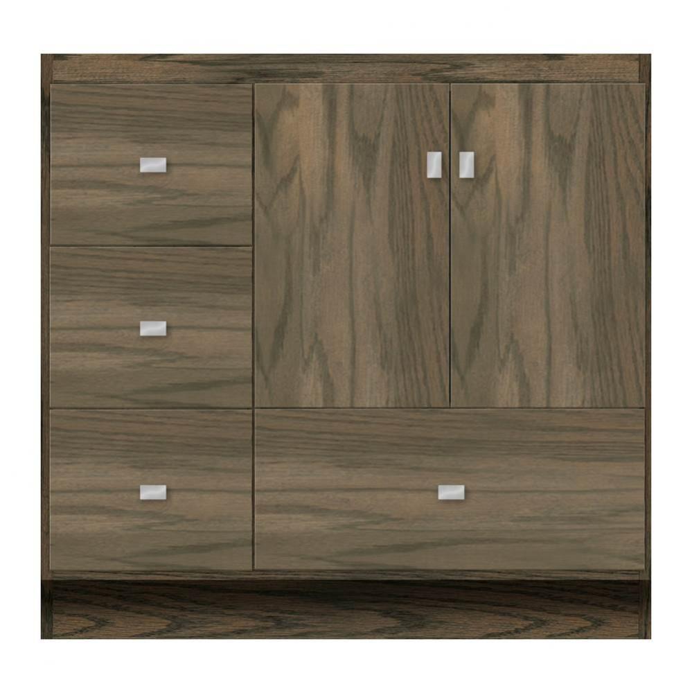 36 X 18 X 34.5 Montlake Vanity Tiered Miter Dusky Oak Lh