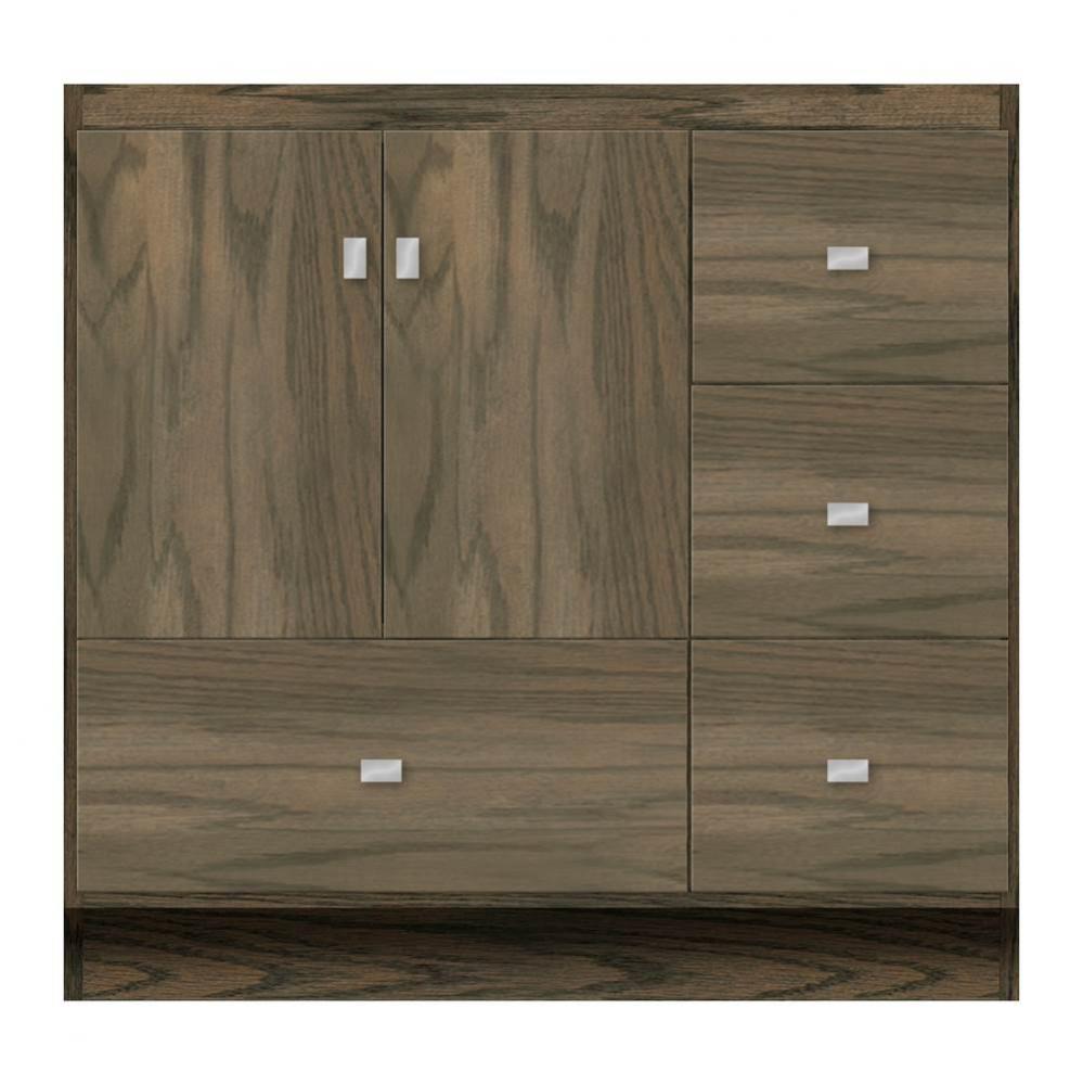 36 X 21 X 34.5 Montlake Vanity Tiered Miter Dusky Oak Rh