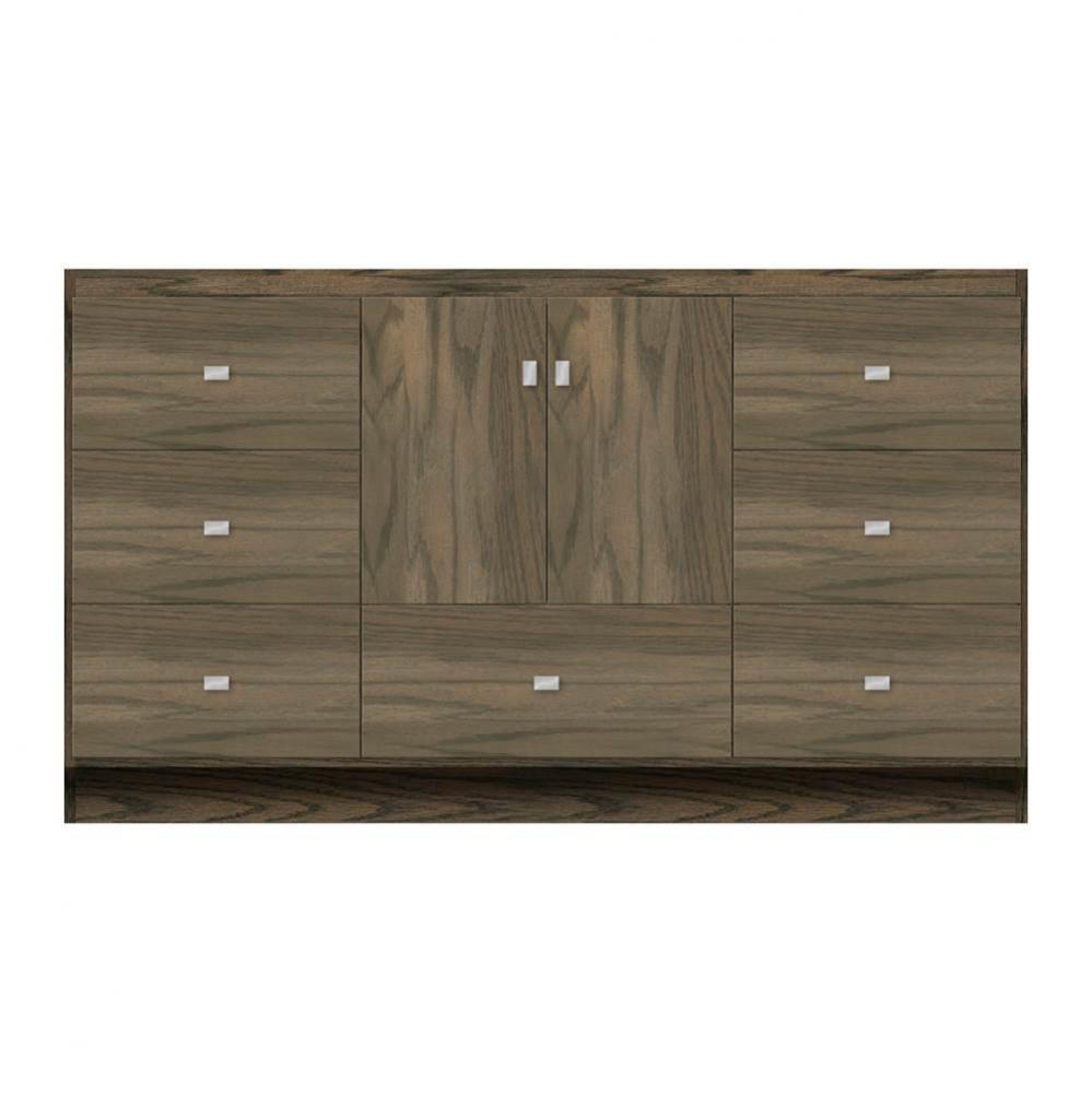 60 X 18 X 34.5 Montlake Vanity Tiered Miter Dusky Oak Sb