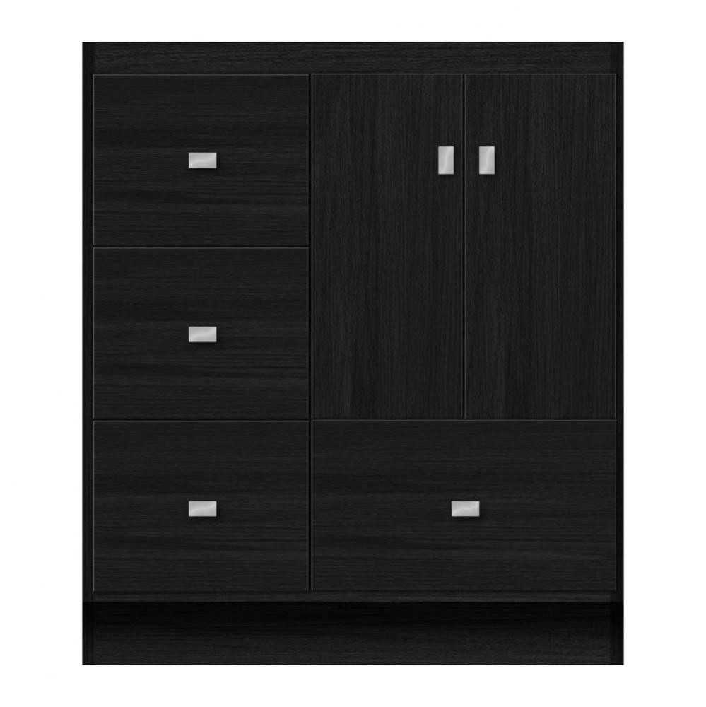 30 X 21 X 34.5 Montlake Vanity Tiered Miter Midnight Oak Lh