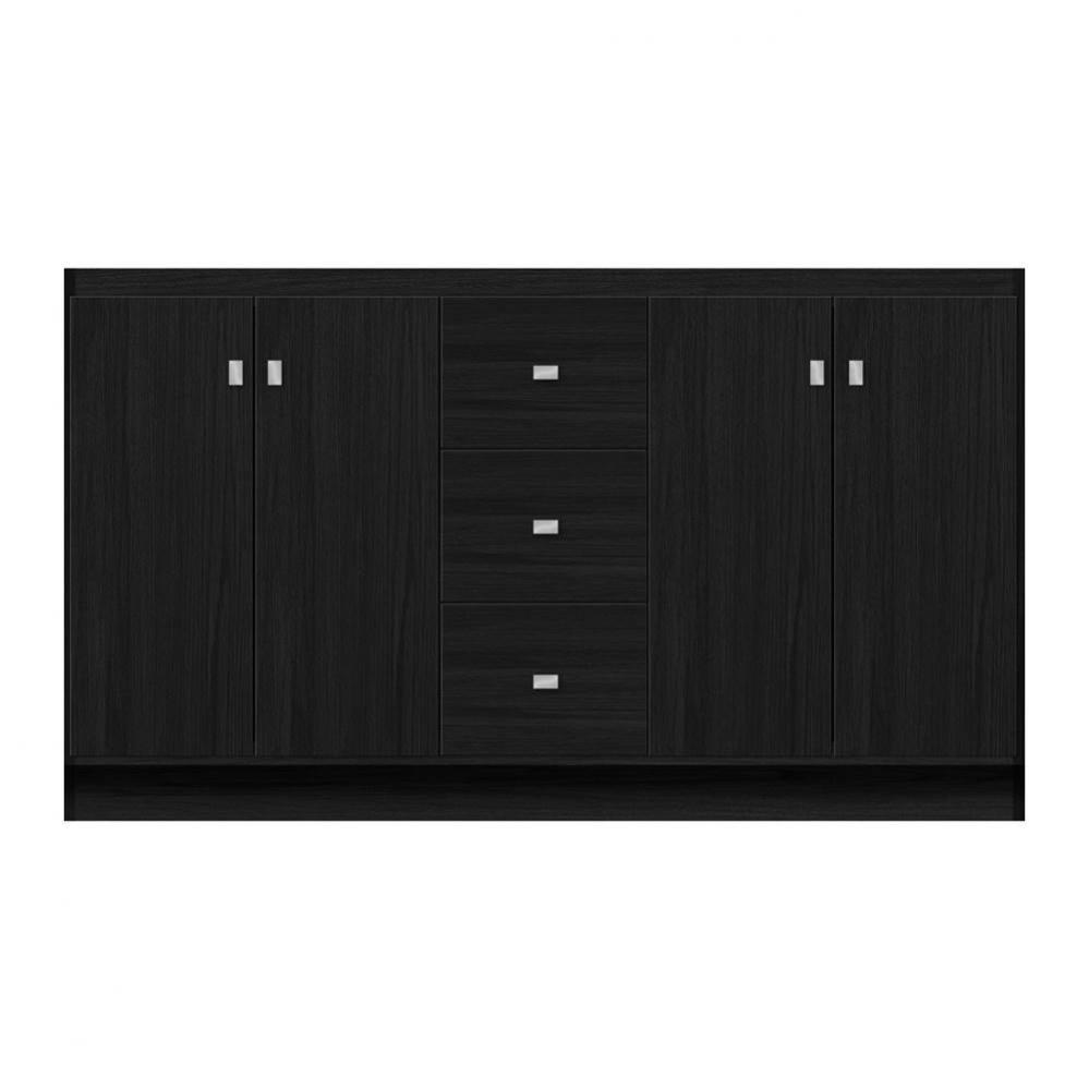 60 X 21 X 34.5 Montlake View Vanity Tiered Miter Midnight Oak Db