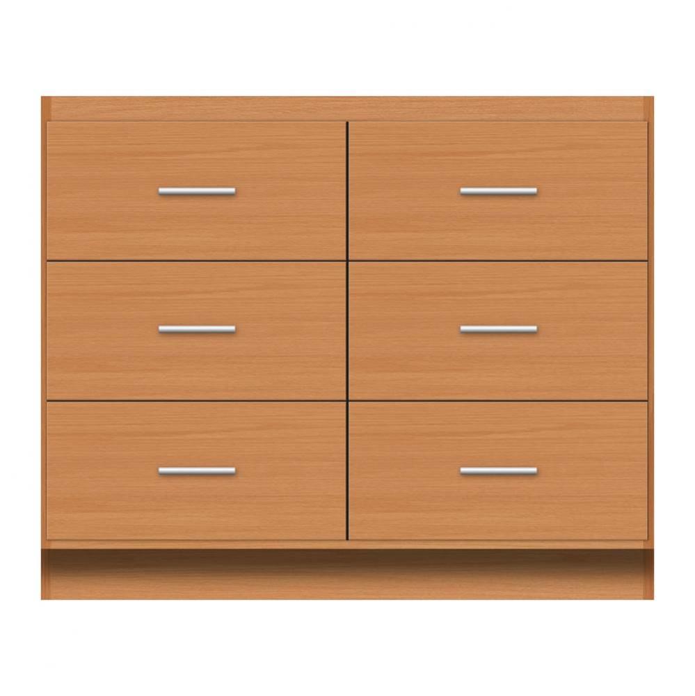 42 X 18 X 34.5 Montlake Town Vanity Tiered Miter Nat Oak 6 Drw