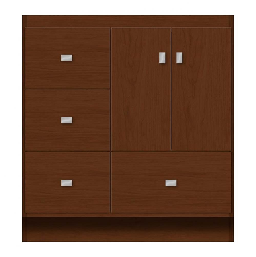 30 X 18 X 32 Montlake Vanity Tiered Miter Pecan Cherry Lh