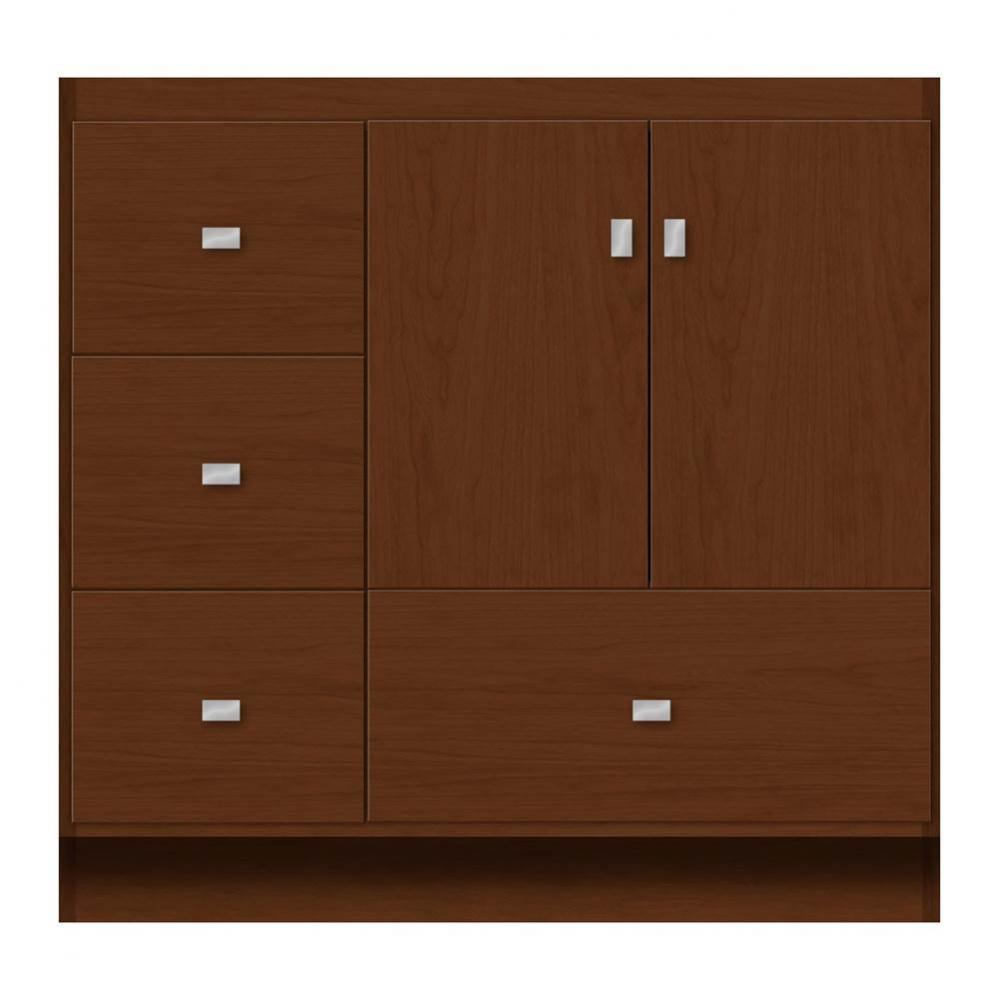 36 X 18 X 34.5 Montlake Vanity Tiered Miter Pecan Cherry Lh