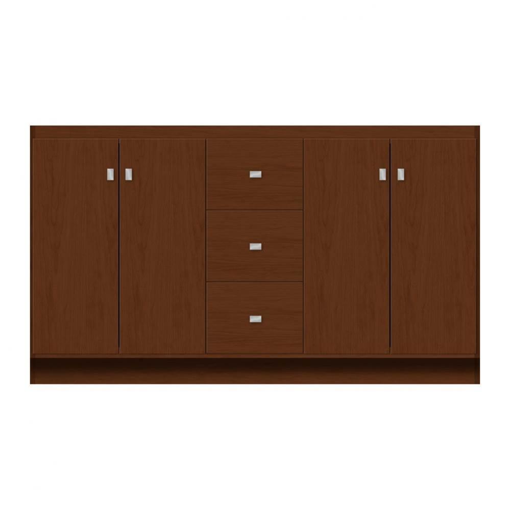 60 X 18 X 34.5 Montlake View Vanity Tiered Miter Pecan Cherry Db