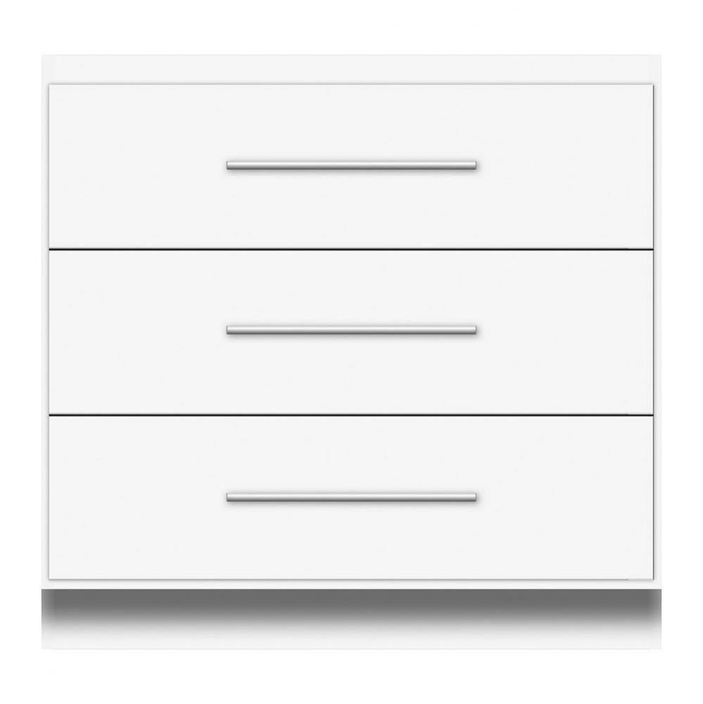 36 X 21 X 34.5 Montlake Town Vanity Tiered Miter Sat White 3 Drw